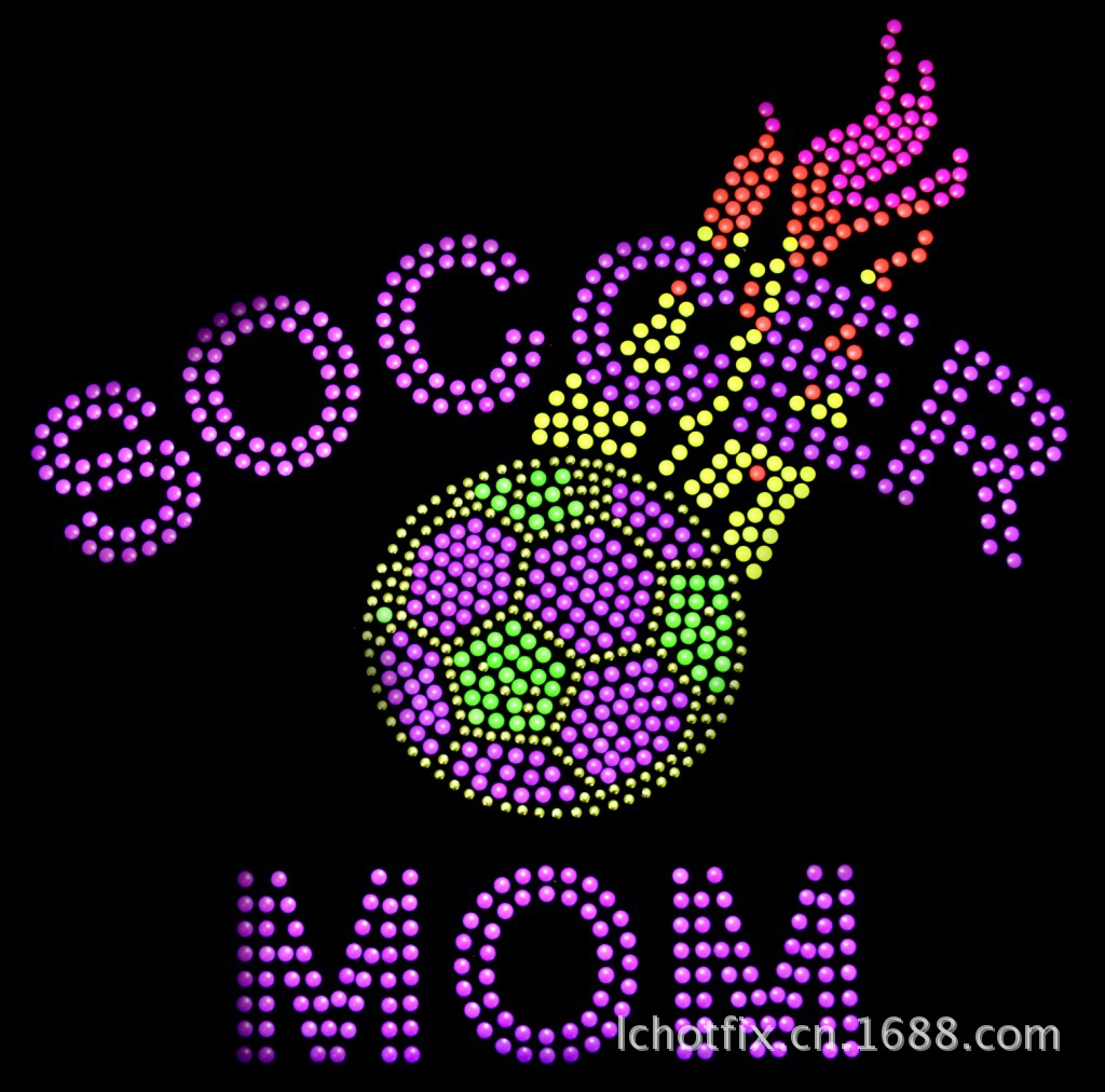 长款数码印花烫钻刻字黑色绣花烫钻烫图民族风拉伸烫画