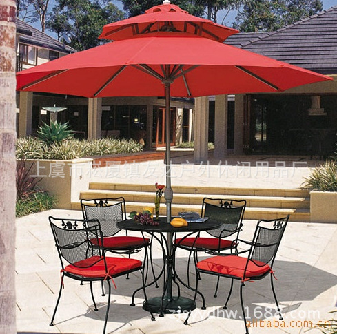 厂家直供休闲伞 手摇铝合金 2.7M双层中柱伞用促销礼品广告伞|ru