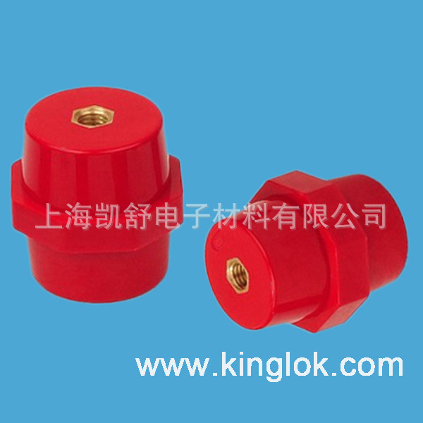 专业现货供应绝缘子 红色绝缘子 黄铜嵌件 m10*13六角对边