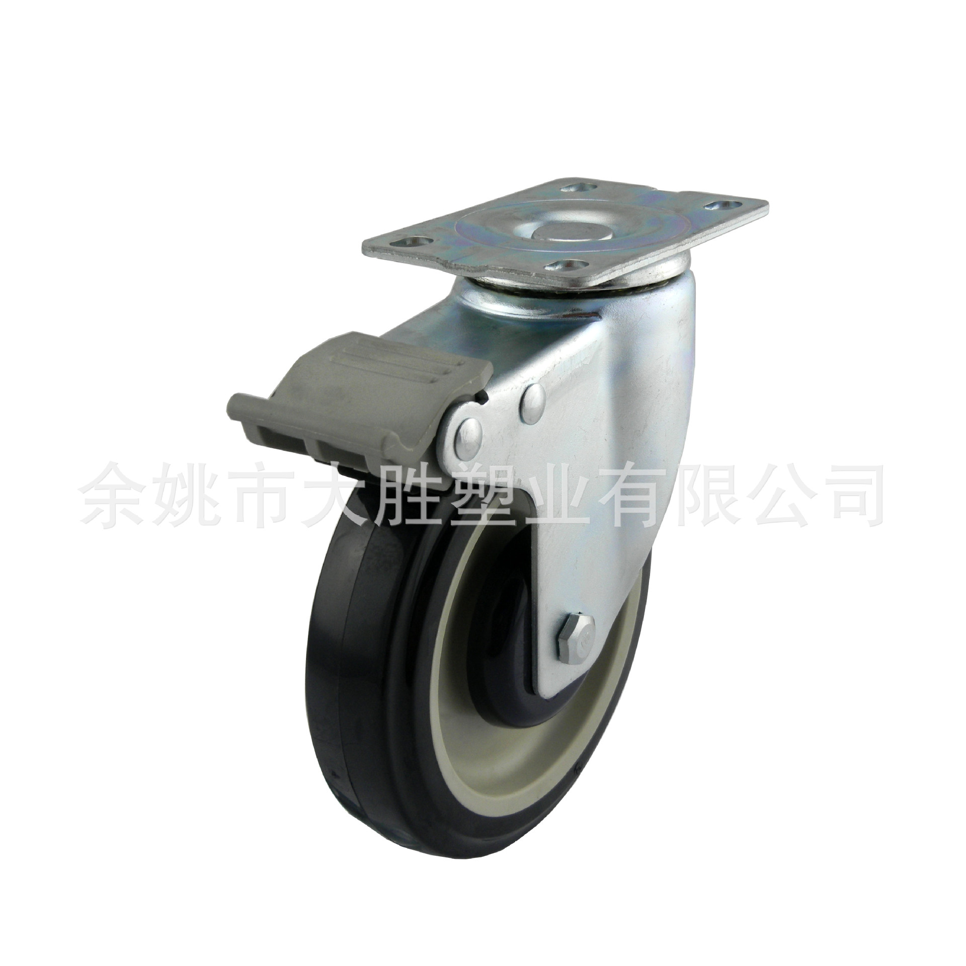 大胜脚轮供应5寸PU平底塑料刹工业脚轮 超市购物车脚轮 万向轮