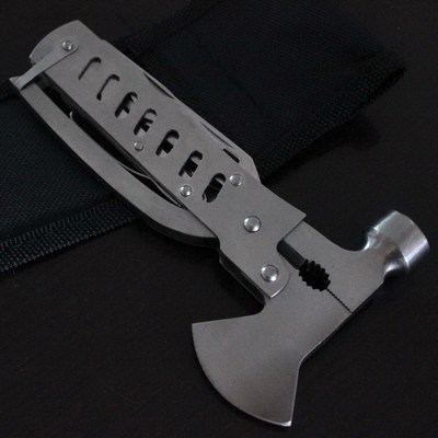 不锈钢多功能锤子 小号七孔斧头锤 便携式万用锤 多用钳 安全锤|ms