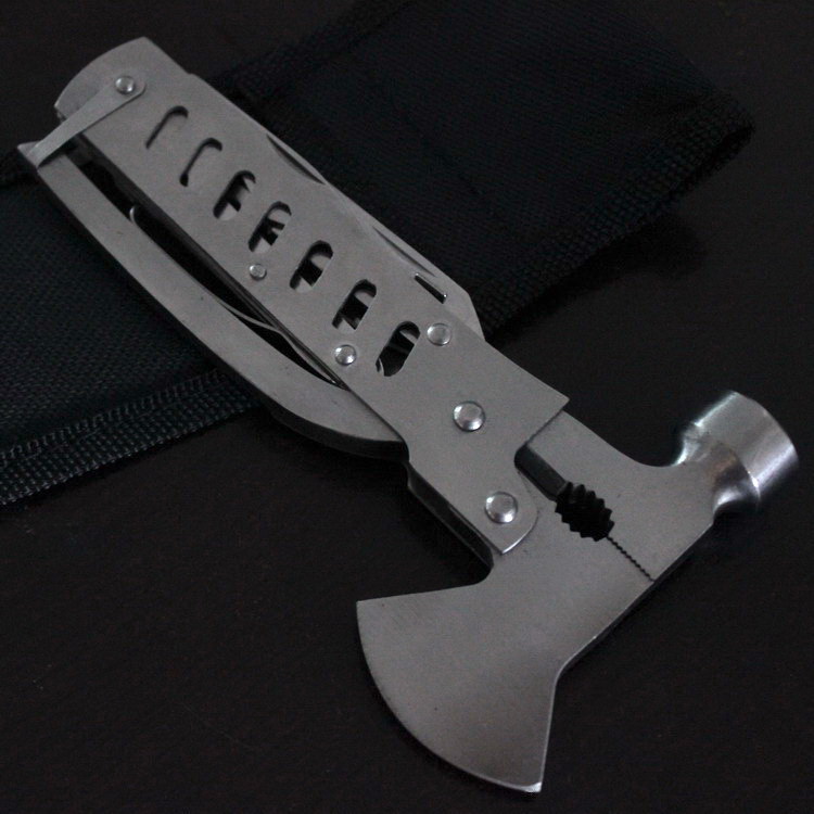 不锈钢多功能锤子 小号七孔斧头锤 便携式万用锤 多用钳 安全锤|ms