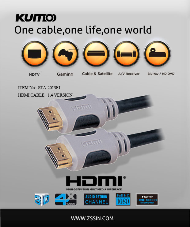 供应HDMI线厂家，1.4版本，支持3D，以太网，塑胶型,HDMI线