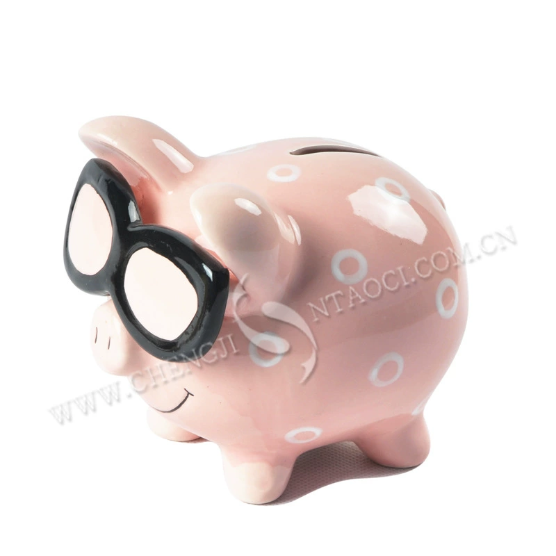 Glasses, creative piggy bank, pig