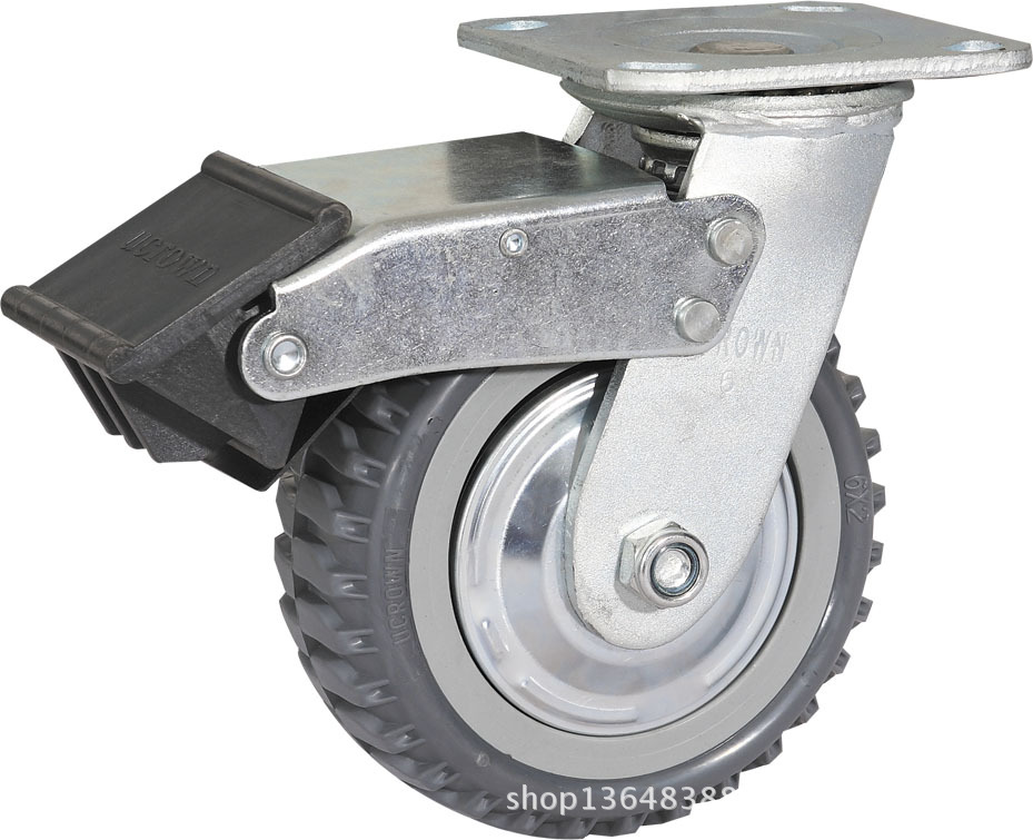 脚轮 6寸重型聚氨脂烽火万向轮带刹车轮PU轮优冠脚轮静音活动刹轮