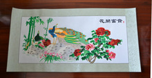 跨境家居装饰画 中国风刺绣花色客厅长方形单件装壁画 厂家直销