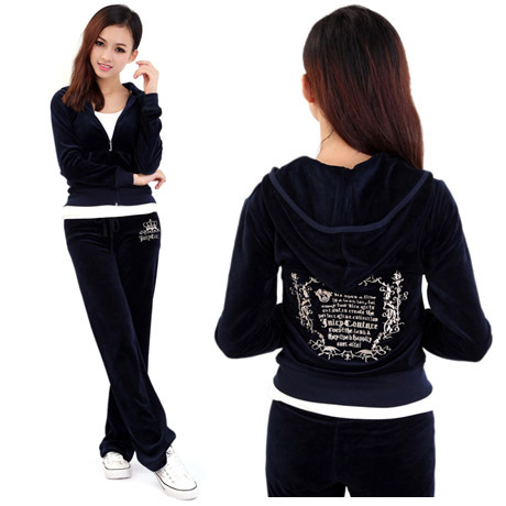 JC高品质纯棉天鹅绒套装 运动休闲春秋女款 经典图案刺绣款|ms