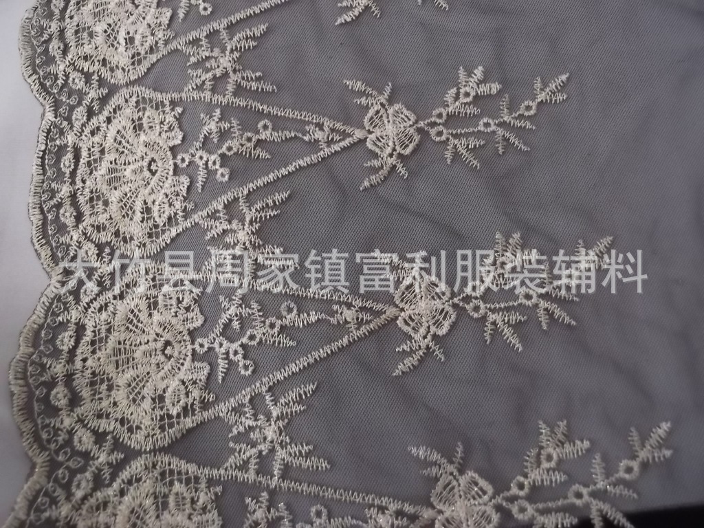 网布刺绣水溶棉布花边婚纱礼服涤纶花边雪纺刺绣花边