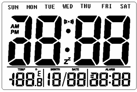 DL8127: 热钟IC,带温度计的闹钟,四位时间,闹钟时间,温度,星期