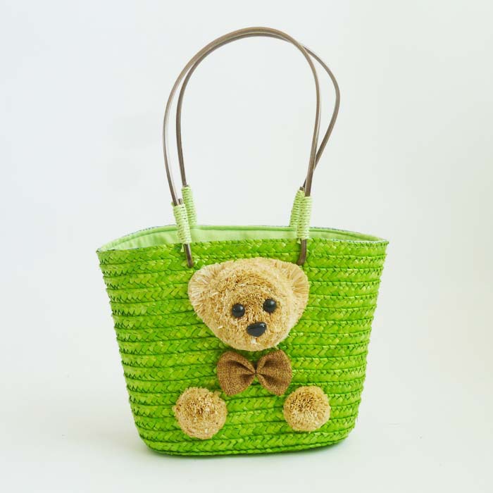 Women's Medium Straw Bear Solid Color Cute Square String Straw Bag display picture 4