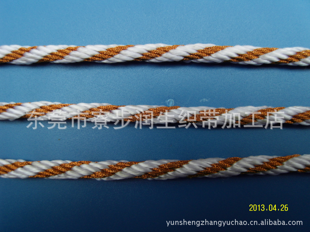 供应6mm间金花十二\倒12 PP圆绳\间金花式绳\花样绳\彩金绳