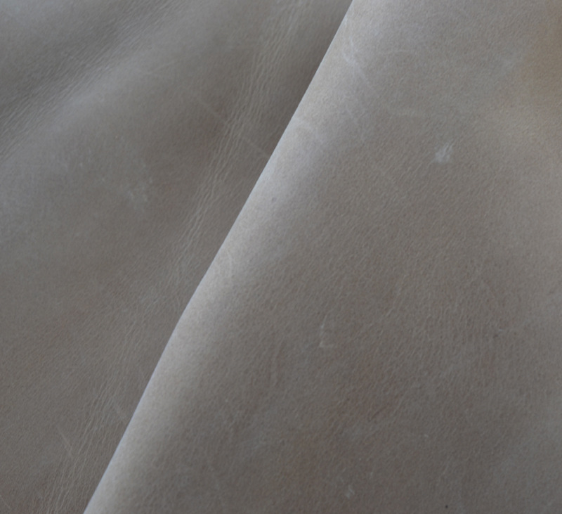 特价提供进口 浅灰疯马油蜡变风格头层整张牛皮 DIY皮料