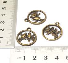 N040 古铜色配件可做手链项链等 20MM圈圈双小鸟DIY材料(10个/包)