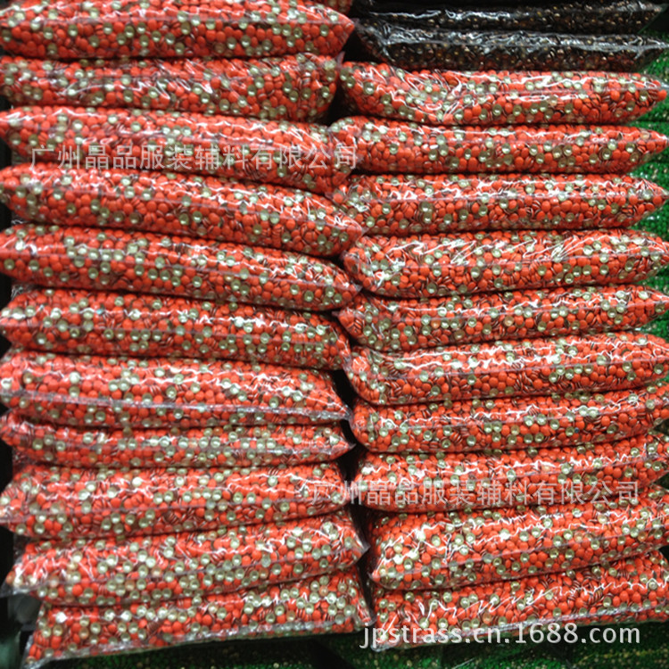 现货批发荧光色八角烫片、铝半圆片、平片 4mm荧光橙色铝八角烫片