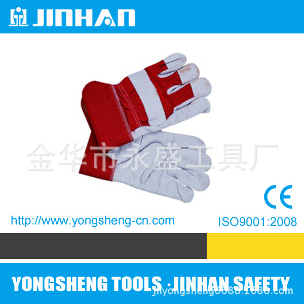 厂家直销牛二层皮棉纱涂胶加托胶袖浆袖全掌驳掌长短14和16寸手套