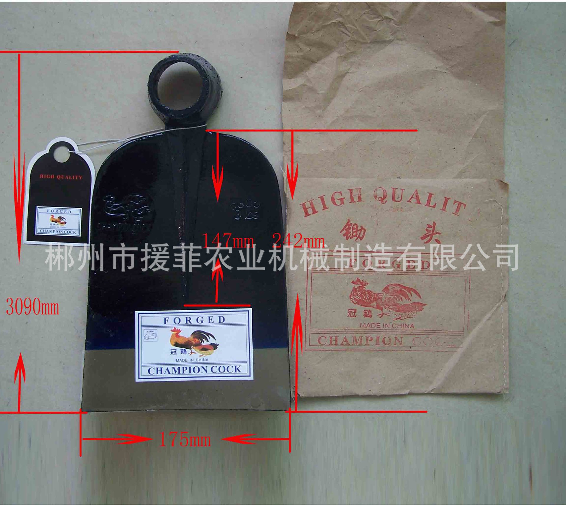 HOE出口锻造非洲东南亚H305H304锄头木柄 冠鸡 H316仿泰锄头