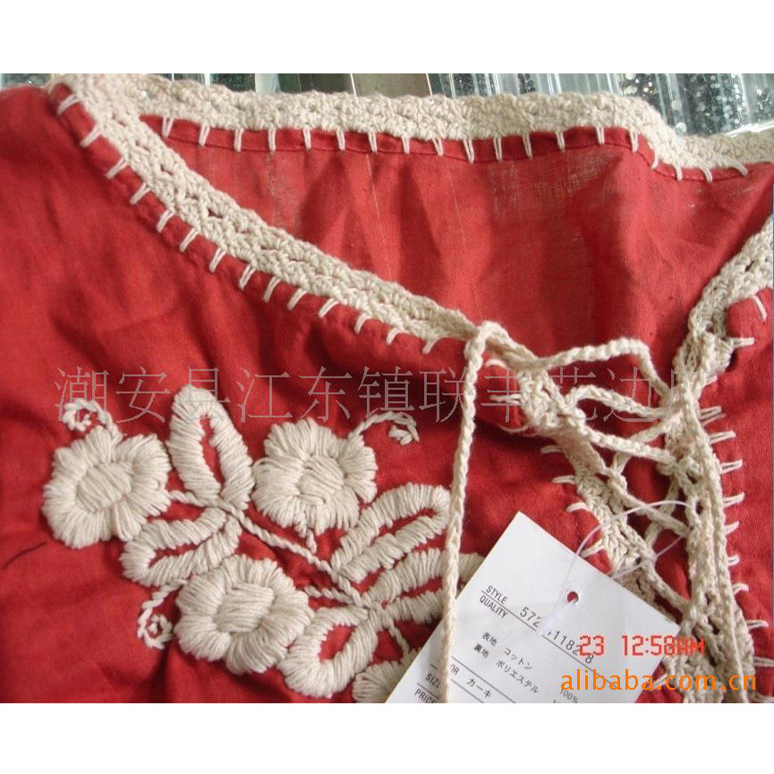 生产厂家大量供应全棉手钩花 手摇花边 色丁布花边 厂家直销