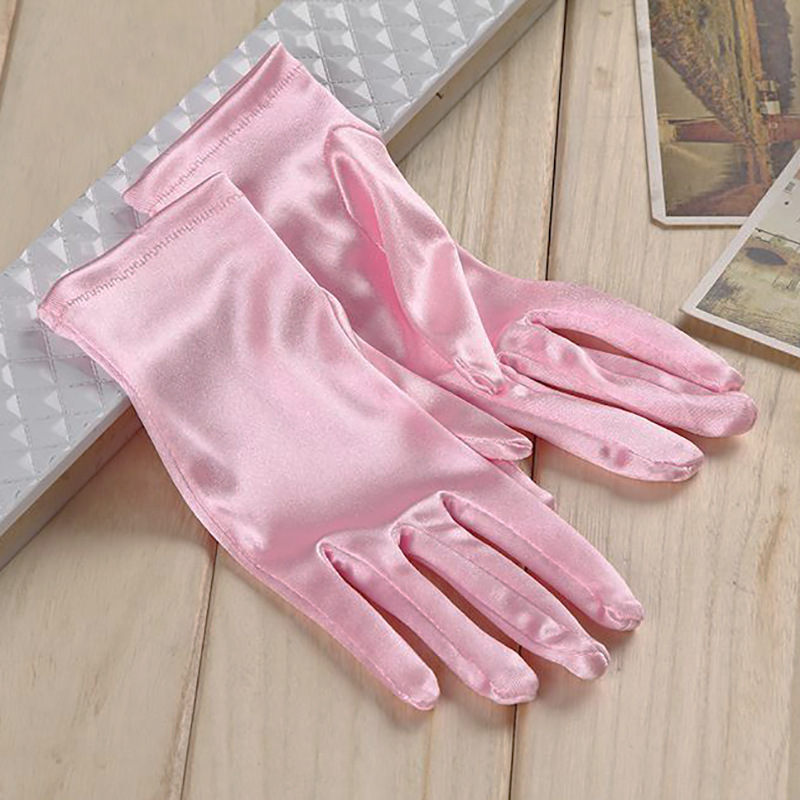 55g Weight Gloves Classification Satin Fabric Type 1 Pair Quantity Solid Color Pattern Women'S Gender Simple Style Style Women's Simple Style Solid Color Satin Gloves 1 Pair 2