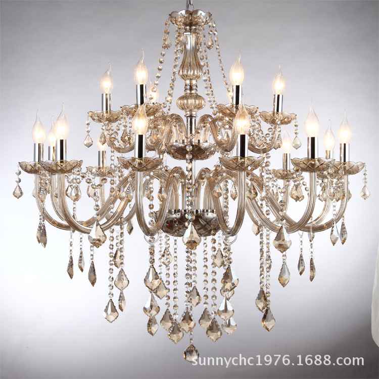 12 + 6 de doble capa de araña de cristal de coñac 18-cabeza de la lámpara de la vela adecuado para el hotel sala de estar sala de exposiciones KTV