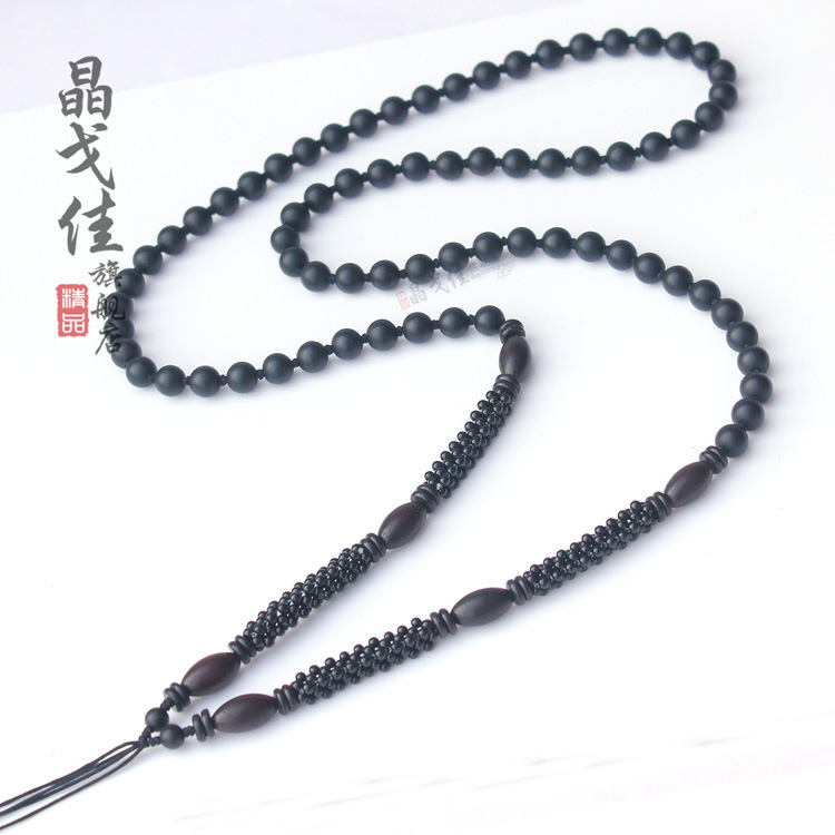 批发供应天然水晶饰品 时尚磨砂黑玛瑙玉佩项链挂绳|ru