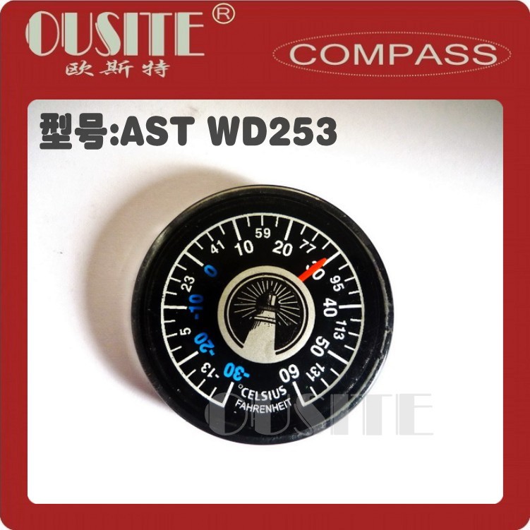 奥斯特WD252直径25MM 微型温度计、指南针式温度计、圆形温度计