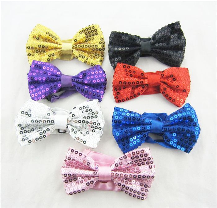 2pcs Colorful silver gold red black blue pink Sequined shiny bow tie for adults and children Hip-hop jazz dance neck tie magician show bow tie for children