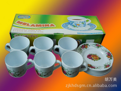 Yiwu Ye Hong Boxed Melamine Coffee cup and saucer 12 Tableware
