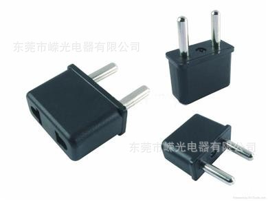 9620 双圆插头转圆扁插座 4.0/4.8MM插头 欧式转美式插座
