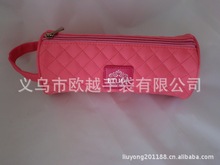供應粉色精品韓版時尚化妝包，粉色古典刺綉格子側拎手提化妝袋