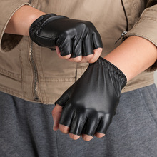 男士女士半指防风收口护手 真皮羊皮机车骑行手套KU-065防寒