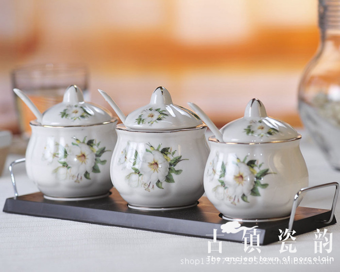 调味罐 批发 欧式陶瓷调味罐三件套 创意厨房 调味罐|ms