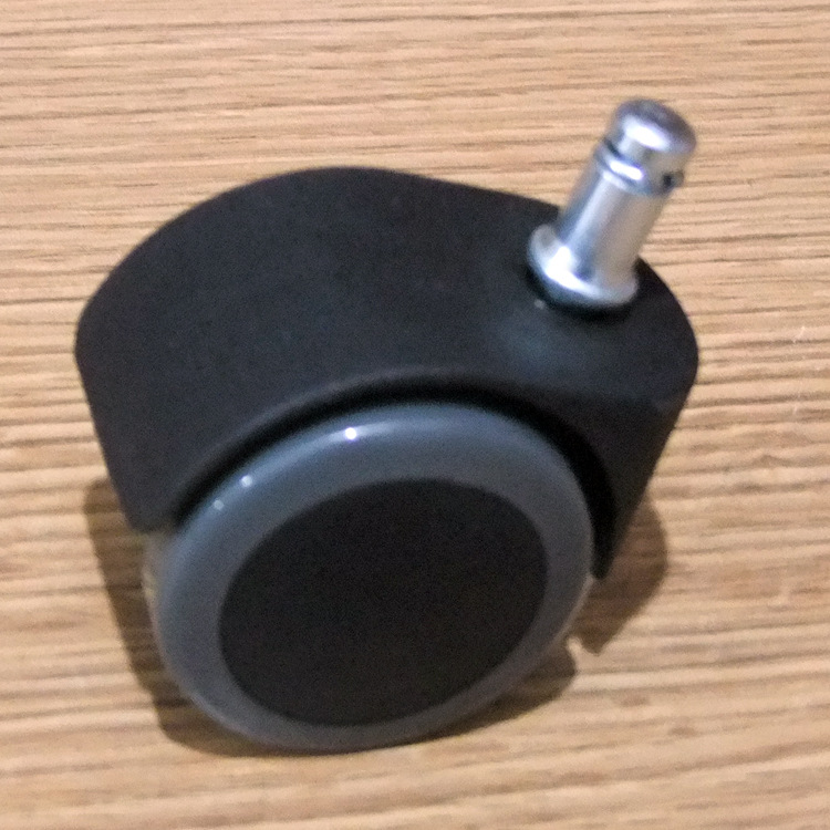 转椅脚轮插式pu黑灰双色压力刹车轮坐下可自由运动站起急刹椅盟