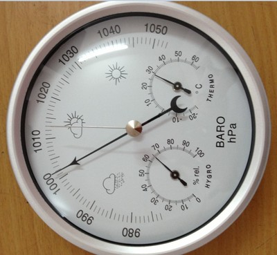 132mm温度湿度计气压计三合一家庭气象站晴雨表金属盒气压计THB|ms