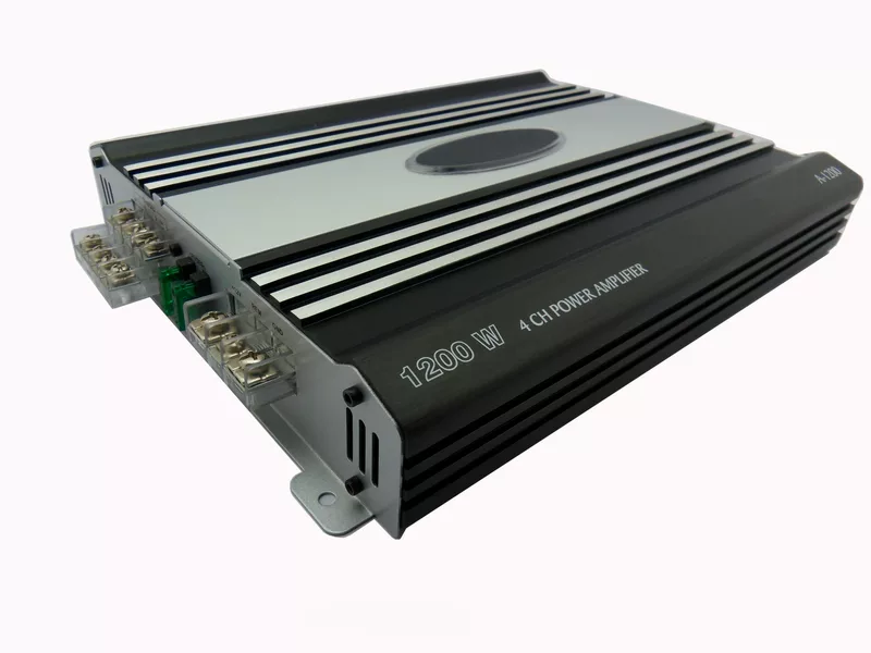 Car AB-class Power Amplifier, 4‑/2‑/1‑channel options, multiple RMS ratings, compact size