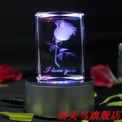 USB glowing rotating crystal intaglio constellation rose flower for women, special birthday gift