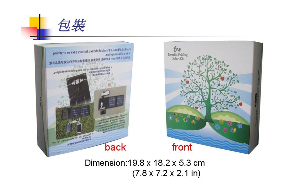 可携式太阳能发电装置-6W适用于PSP相机苹果ipad三星小米等手机|ru