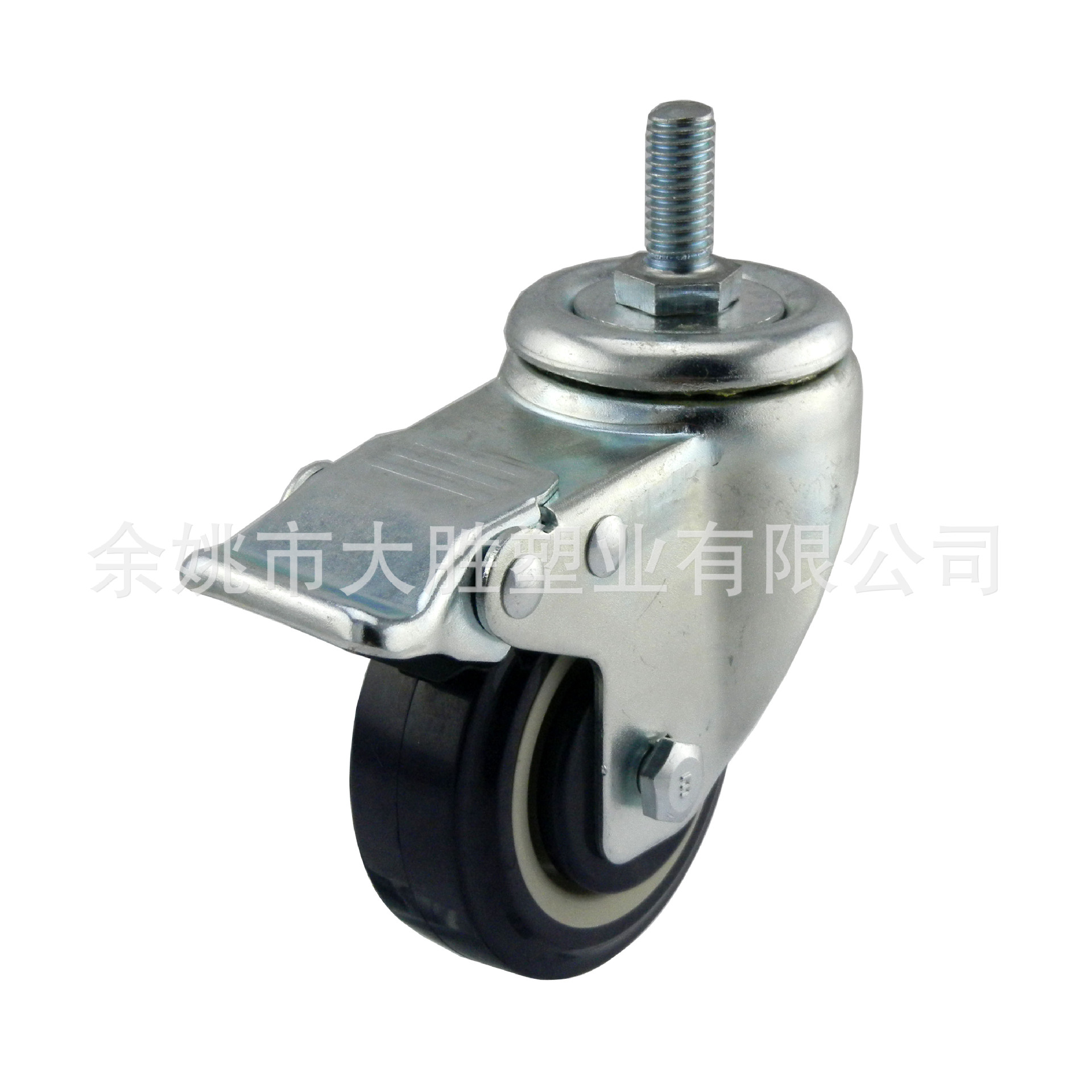 专业供应3寸双轴丝杆带铁刹超市购物车PU脚轮 静音耐磨轮