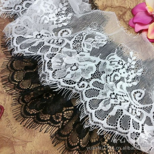 H-18锦纶花朵染色蕾丝无弹睫毛花边DIY服装辅料现货批发