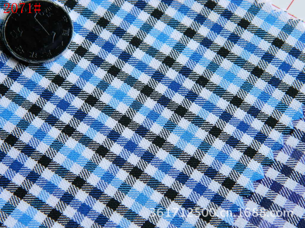 全棉色织斜纹格子布/童装男女装衬衫面料/现货批发