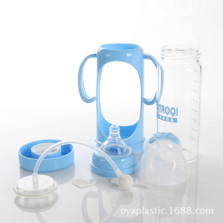 Botella de vidrio traviesa con paja automática anti-flatulencia anti-escaldadura anti-Caída de cristal de diamante botella de vidrio 240ML