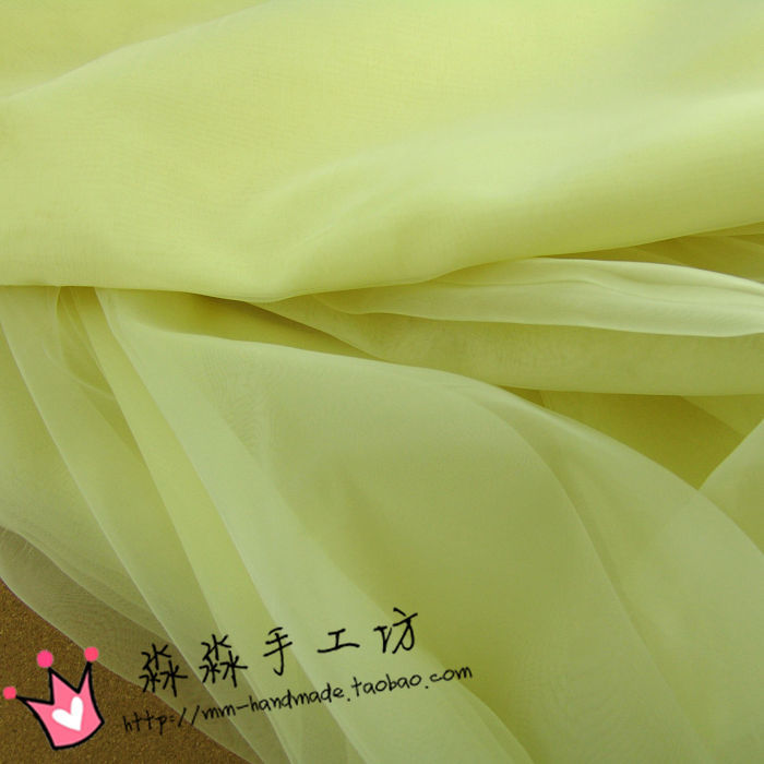 清新冰淇淋色布料中硬浅黄色欧根纱玻璃纱柯根纱婚纱礼服鹅黄面料