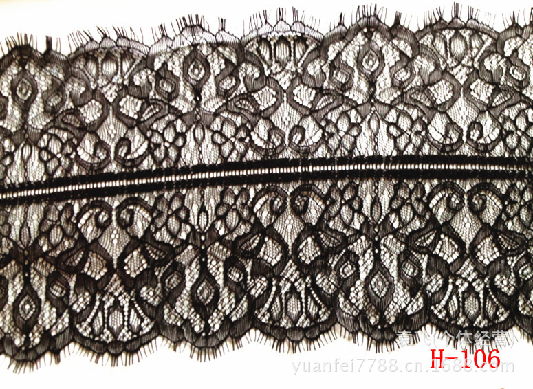 H-106对称双边锦纶蕾丝睫毛花边DIY服装辅料女装花边17cm批发