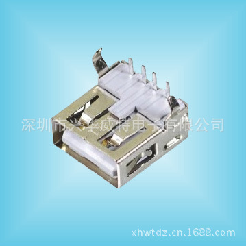 USB A母座 90度 无卷边 厂家直销电脑usb A母座连接器 USB接口