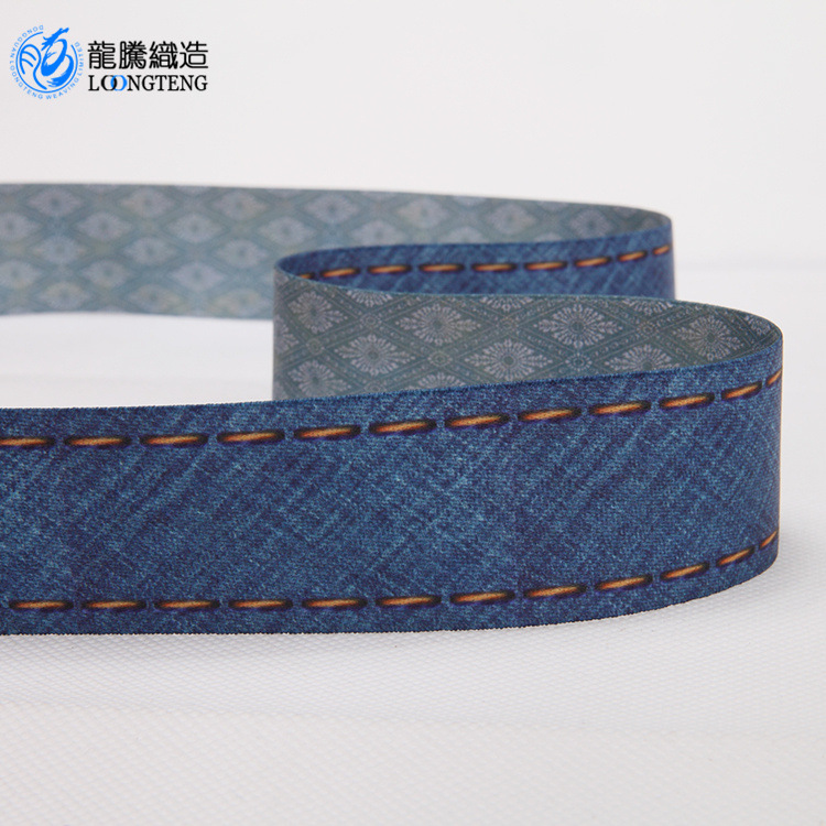 锦纶跨境裤头松紧带 彩色热转印花提花松紧带 尼龙弹力包边段带