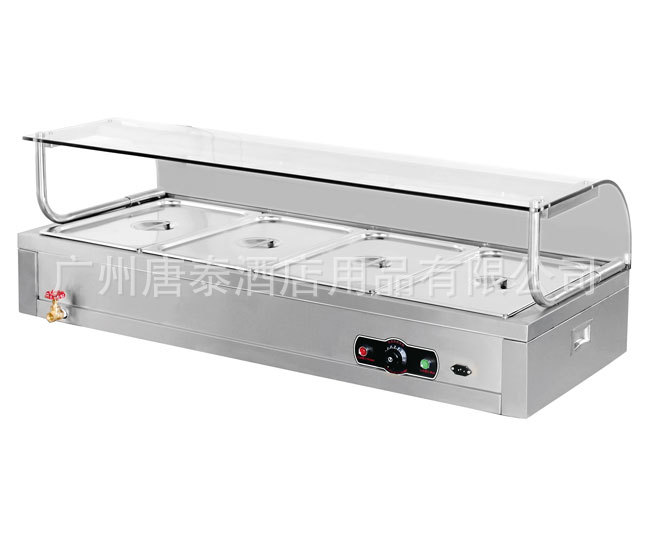 唐泰供应酒店厨房设备不锈钢产品JR09-1100弧形三盆保温陈列条