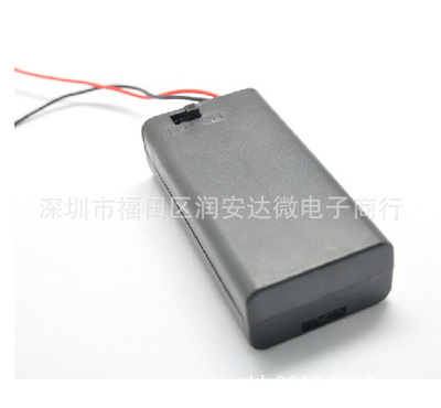 3V环保电池盒 二节五号带开关 带盖子 装2节5号 AA电池 带粗线|ms