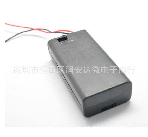 3V环保电池盒 二节五号带开关 带盖子 装2节5号 AA电池 带粗线|ms