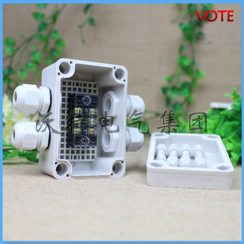 沃特厂家直销65*95*55塑料防水接线盒 仪器仪表电缆过线盒带端子