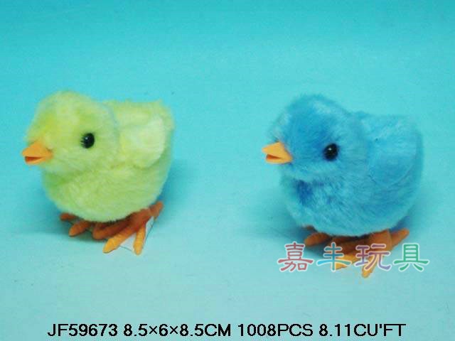 JF59673 Winding-on Plush Jumping Chicken (Single Wing) - Cute Plush Chicken Winding-on Toy