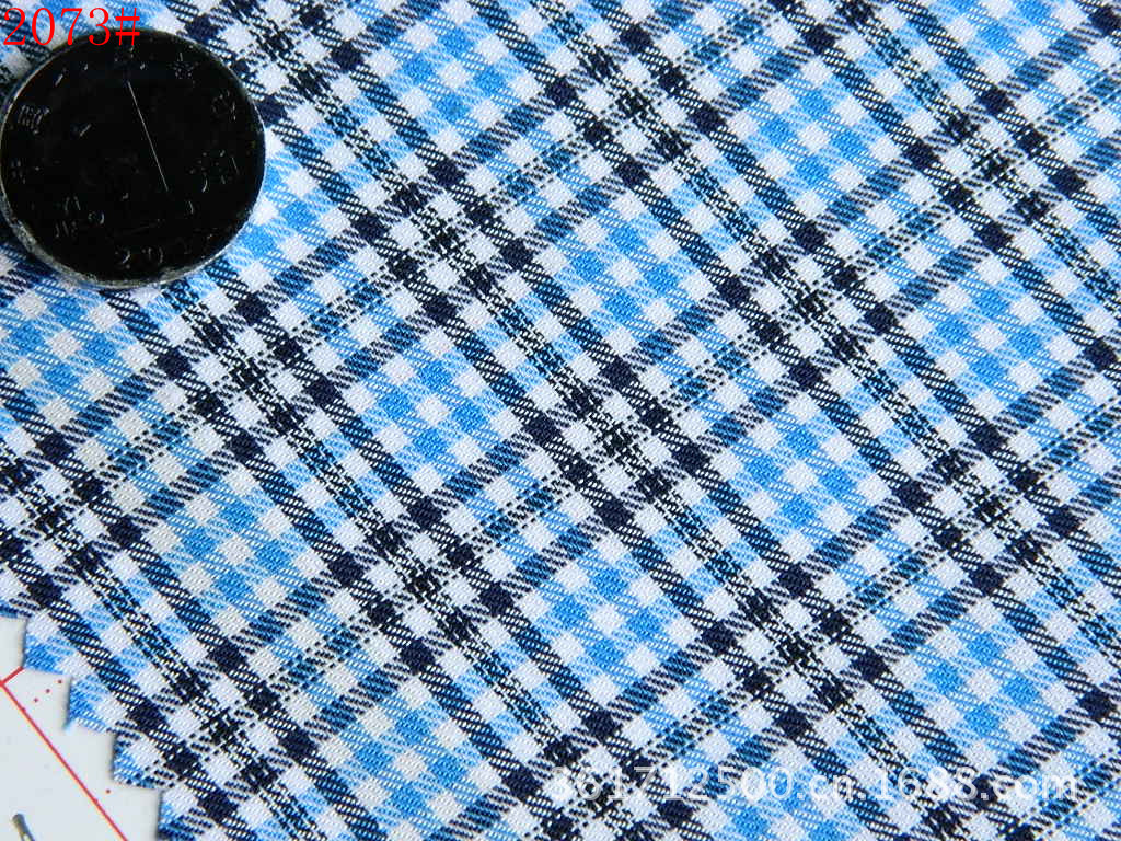 全棉色织斜纹格子布/童装男女装衬衫面料/现货批发